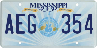 MS license plate AEG354