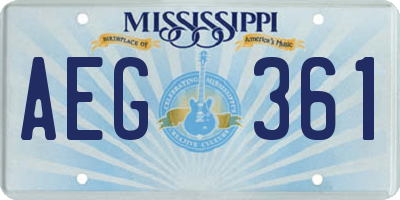 MS license plate AEG361