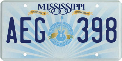 MS license plate AEG398