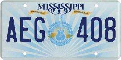 MS license plate AEG408