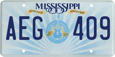 MS license plate AEG409