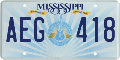 MS license plate AEG418