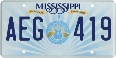 MS license plate AEG419