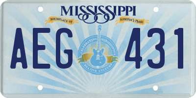 MS license plate AEG431