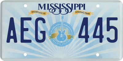 MS license plate AEG445