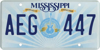 MS license plate AEG447