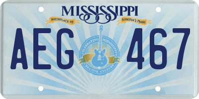 MS license plate AEG467