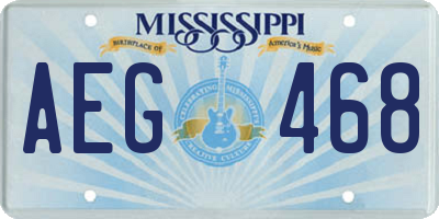 MS license plate AEG468