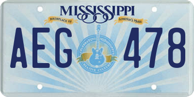 MS license plate AEG478
