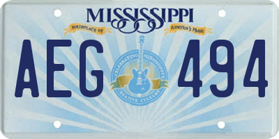 MS license plate AEG494