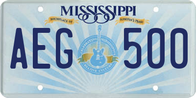 MS license plate AEG500