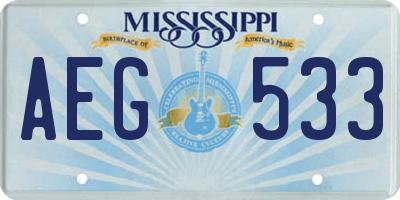 MS license plate AEG533