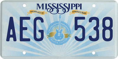 MS license plate AEG538