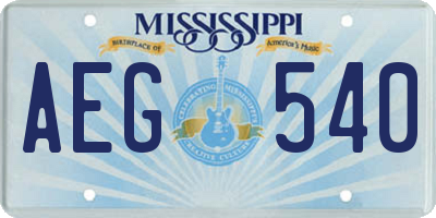 MS license plate AEG540