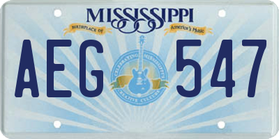 MS license plate AEG547
