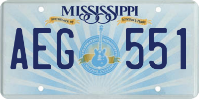 MS license plate AEG551