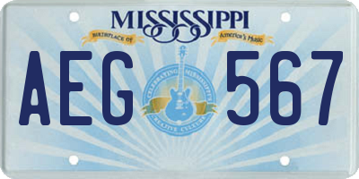 MS license plate AEG567