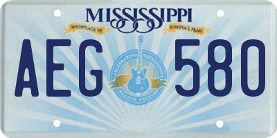 MS license plate AEG580