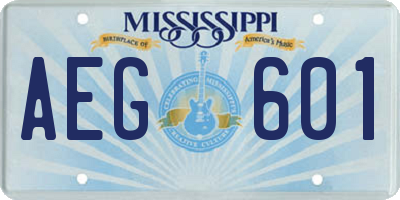 MS license plate AEG601