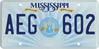 MS license plate AEG602