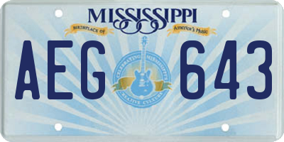 MS license plate AEG643