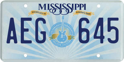 MS license plate AEG645