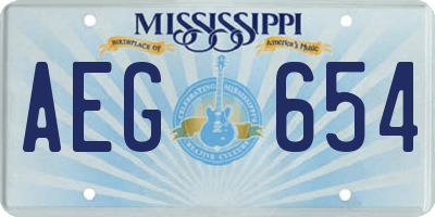 MS license plate AEG654