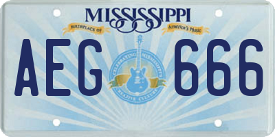 MS license plate AEG666