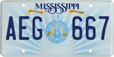 MS license plate AEG667