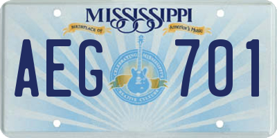 MS license plate AEG701