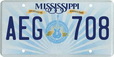 MS license plate AEG708
