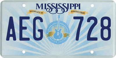 MS license plate AEG728