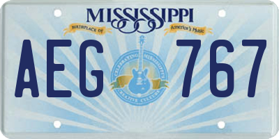 MS license plate AEG767
