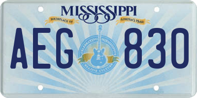 MS license plate AEG830