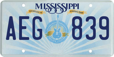 MS license plate AEG839