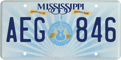 MS license plate AEG846