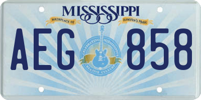MS license plate AEG858