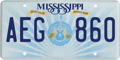 MS license plate AEG860
