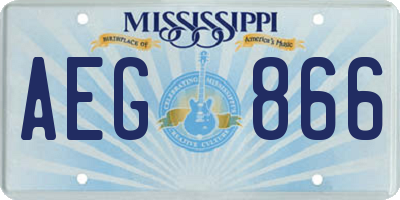 MS license plate AEG866