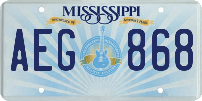 MS license plate AEG868