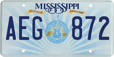 MS license plate AEG872