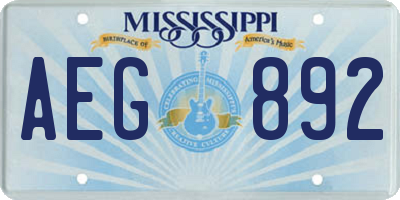 MS license plate AEG892