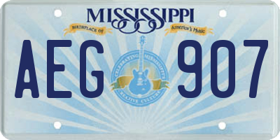 MS license plate AEG907