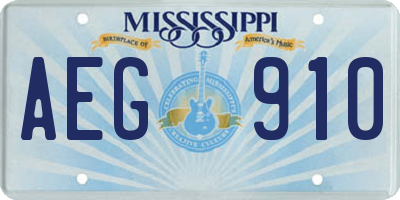 MS license plate AEG910