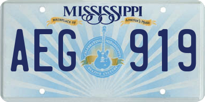 MS license plate AEG919