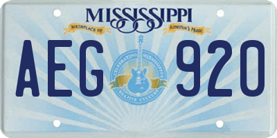 MS license plate AEG920
