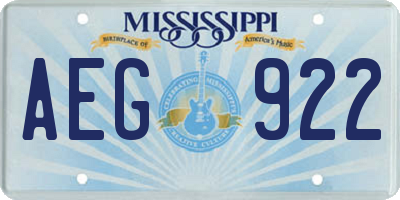 MS license plate AEG922