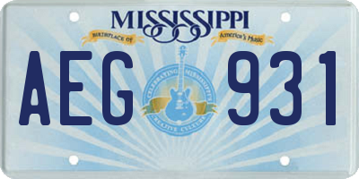 MS license plate AEG931