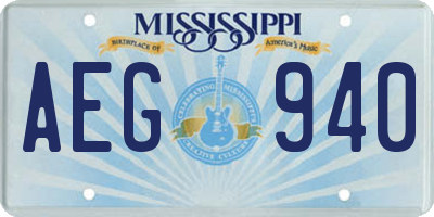 MS license plate AEG940