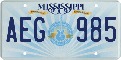 MS license plate AEG985